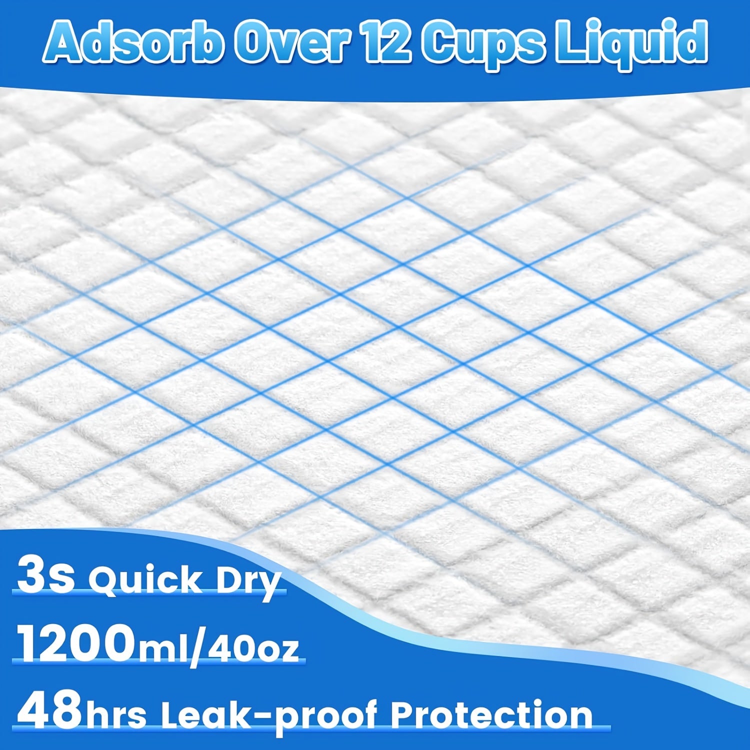 40pcs of Enhanced XXXXL Extra- for Large Dog Pee Pads Measuring 32'X56', Featuring a Robust 7-Layer Leakproof Design, Quick-Drying Capabilities, And High Absorbency. These Disposable Puppy Training Pads Come Individually Wrapped