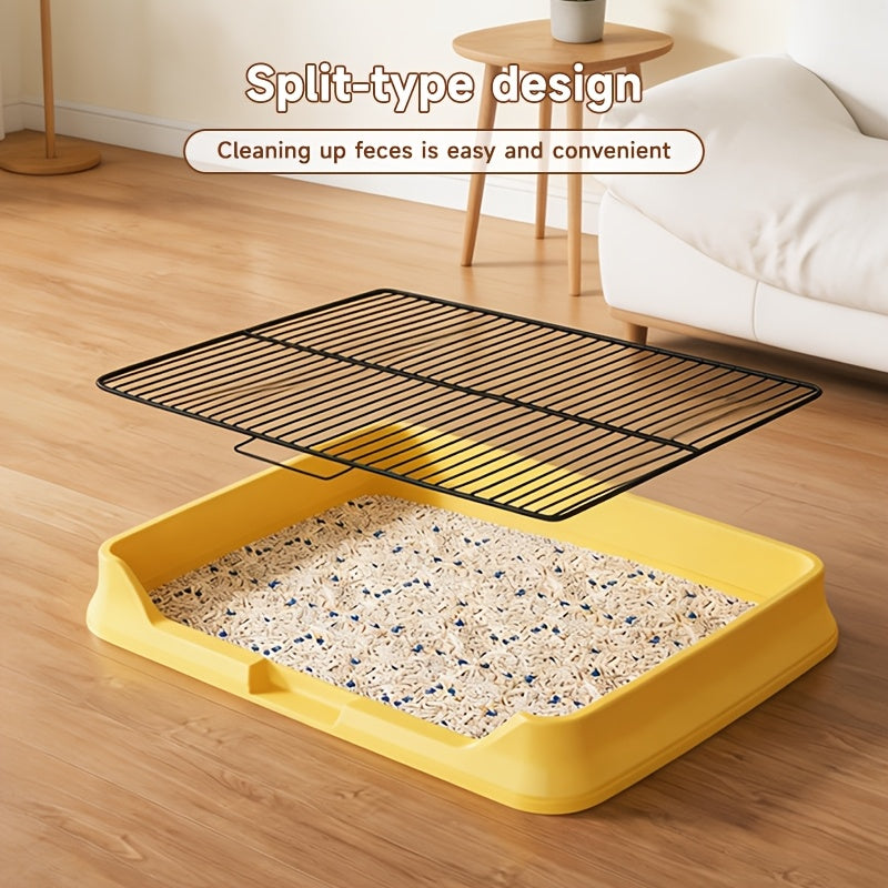 Large Dog Toilet Tray with Removable Grate - Multi - Use Potty Pan for Dogs, Holds Pads\u002FLitter, Easy - Clean Split - Type W\u002FNon - Slip Base+Scoop, Small to Large Breeds, Yellow Durable Plastic Stops Mess\u002FOdors, Indoor Pet Bathroom Solution