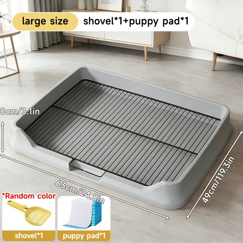 Large Dog Toilet Tray with Removable Grate - Multi - Use Potty Pan for Dogs, Holds Pads\u002FLitter, Easy - Clean Split - Type W\u002FNon - Slip Base+Scoop, Small to Large Breeds, Yellow Durable Plastic Stops Mess\u002FOdors, Indoor Pet Bathroom Solution