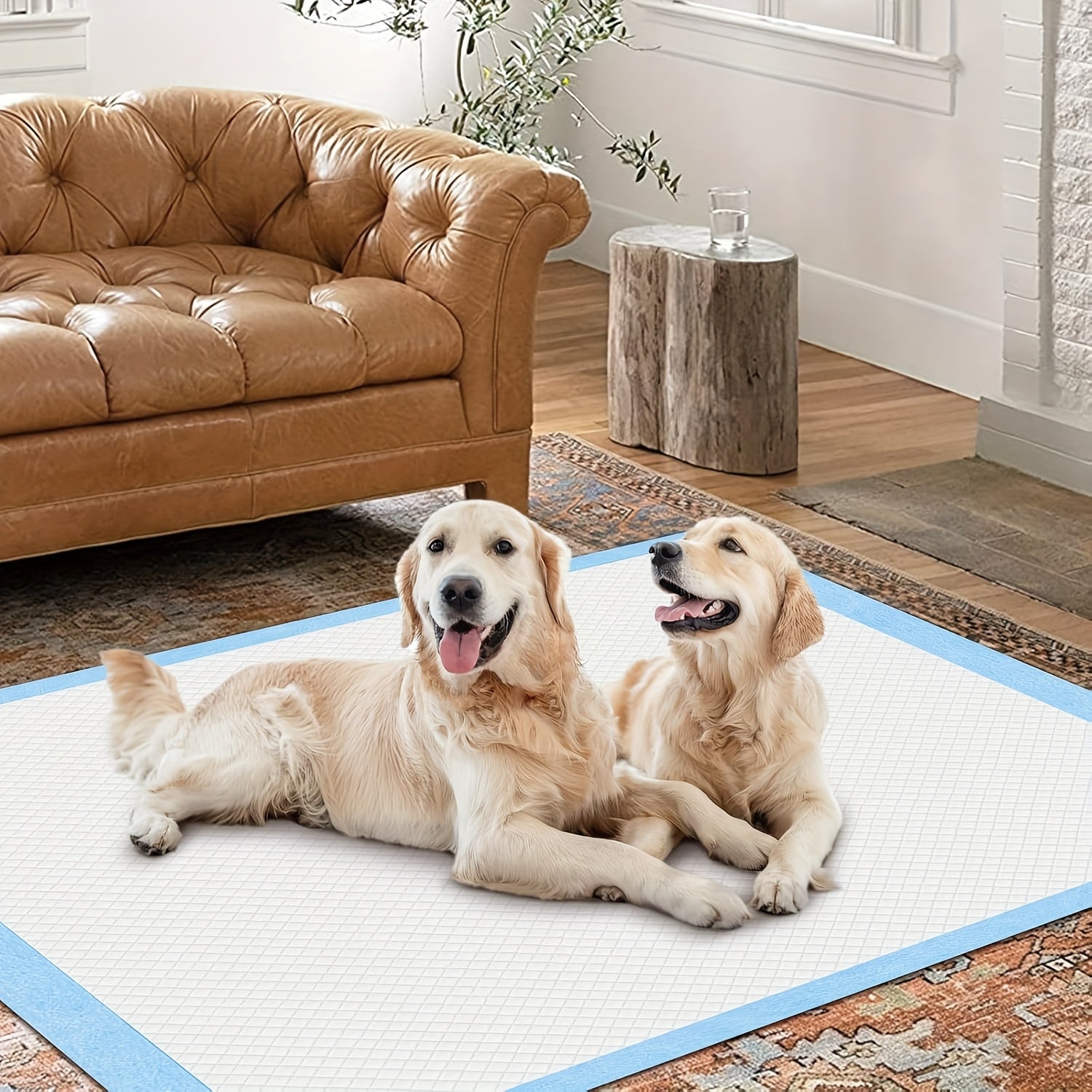 40pcs of Enhanced XXXXL Extra- for Large Dog Pee Pads Measuring 32'X56', Featuring a Robust 7-Layer Leakproof Design, Quick-Drying Capabilities, And High Absorbency. These Disposable Puppy Training Pads Come Individually Wrapped
