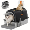 Stainless Steel Cat Litter Box, Suitable for Large Feline Animals Weighing 25 Pounds, with A Capacity Of Up to 30 Liters. It Can Be Adjusted In Three Modes: Closed, Semi Closed, And Fully Open, Providing A Comfortable Environment for Cats