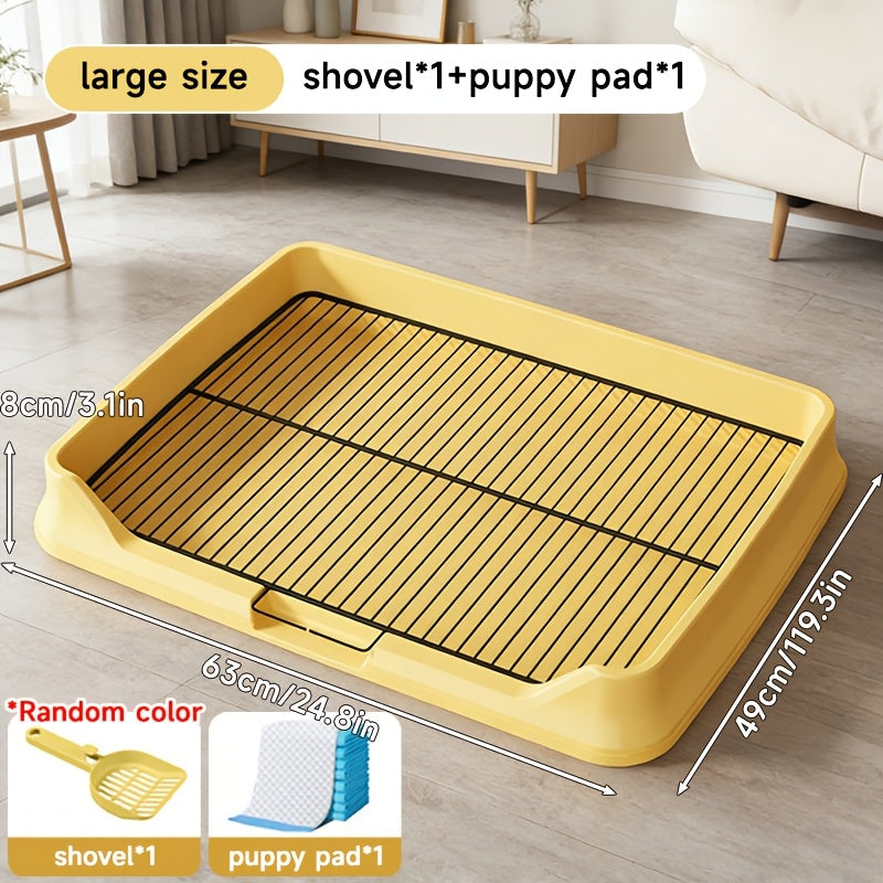 Large Dog Toilet Tray with Removable Grate - Multi - Use Potty Pan for Dogs, Holds Pads\u002FLitter, Easy - Clean Split - Type W\u002FNon - Slip Base+Scoop, Small to Large Breeds, Yellow Durable Plastic Stops Mess\u002FOdors, Indoor Pet Bathroom Solution
