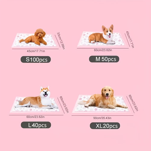 4-Size Options Leak-Proof Quick-Dry Dog Pee Pads with 6-Layer Ultra Absorbent Thick Puppy Training Pads Suitable for Dogs, Cats, Rabbits, Potty Training & Home Housebreaking