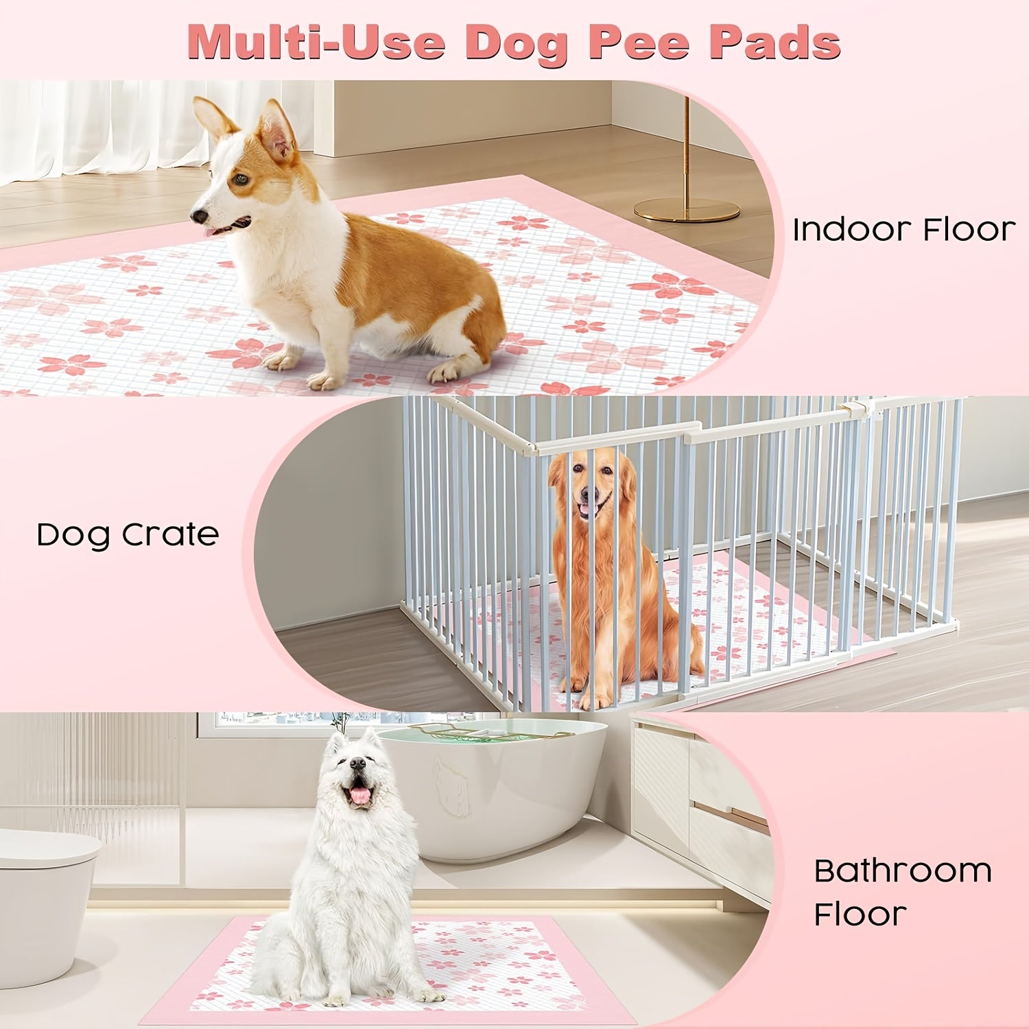 4-Size Options Leak-Proof Quick-Dry Dog Pee Pads with 6-Layer Ultra Absorbent Thick Puppy Training Pads Suitable for Dogs, Cats, Rabbits, Potty Training & Home Housebreaking