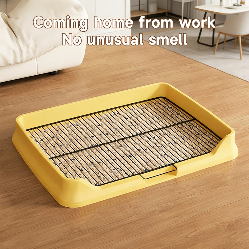Large Dog Toilet Tray with Removable Grate - Multi - Use Potty Pan for Dogs, Holds Pads\u002FLitter, Easy - Clean Split - Type W\u002FNon - Slip Base+Scoop, Small to Large Breeds, Yellow Durable Plastic Stops Mess\u002FOdors, Indoor Pet Bathroom Solution