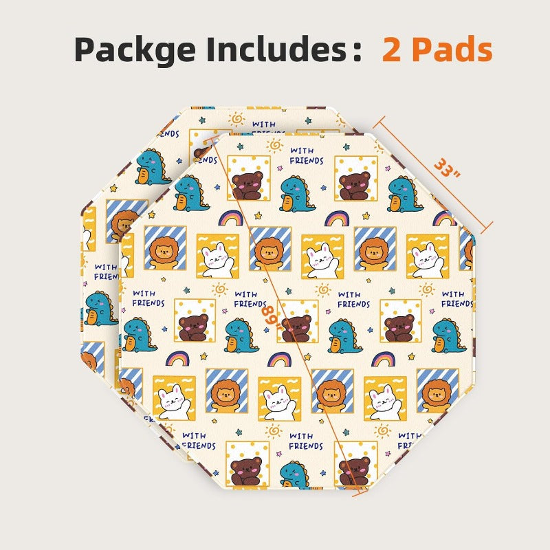 2 Pack PJYuCien Washable Dog Pee Pads - Reusable Leak-Proof Octagonal Pet Training Pads with Non-Slip Bottom, Cute Puppy & Bone Pattern Design, 89\