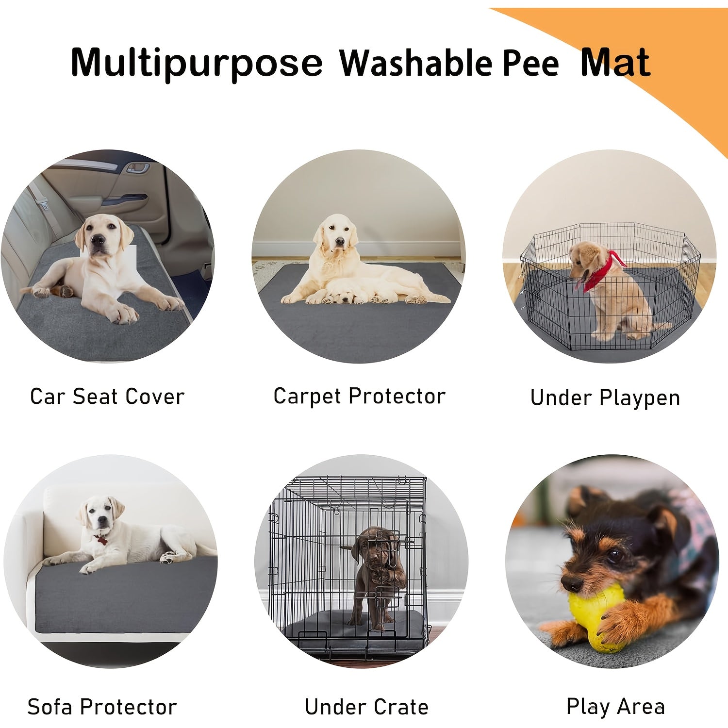Two Sets of Oversized Washable Dog Mats for Flooring, Featuring Non-Slip Pee Pads That Absorb Quickly, Suitable for Pet Whelping, Puppy Playpen Use, And Incontinence, Measuring 72X72 Inches, Assorted