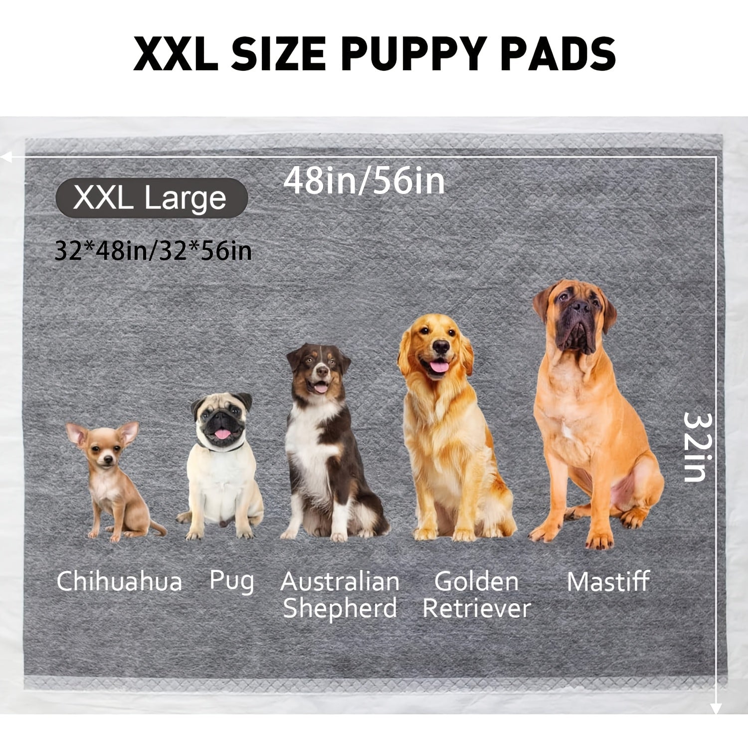 Upgraded Charcoal Puppy Pads, Thicken XXL 32'x48'\u002F 32'x56'Pee Pads for Dogs, Super Absorbent Up to 13Cups, Odor Control & Leak Proof Dog Training Pads for Surgery, Older, Puppy, 40 Counts