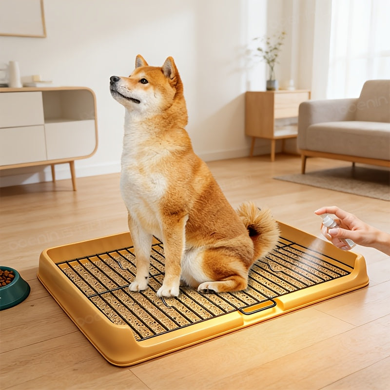 Large Dog Toilet Tray with Removable Grate - Multi - Use Potty Pan for Dogs, Holds Pads\u002FLitter, Easy - Clean Split - Type W\u002FNon - Slip Base+Scoop, Small to Large Breeds, Yellow Durable Plastic Stops Mess\u002FOdors, Indoor Pet Bathroom Solution