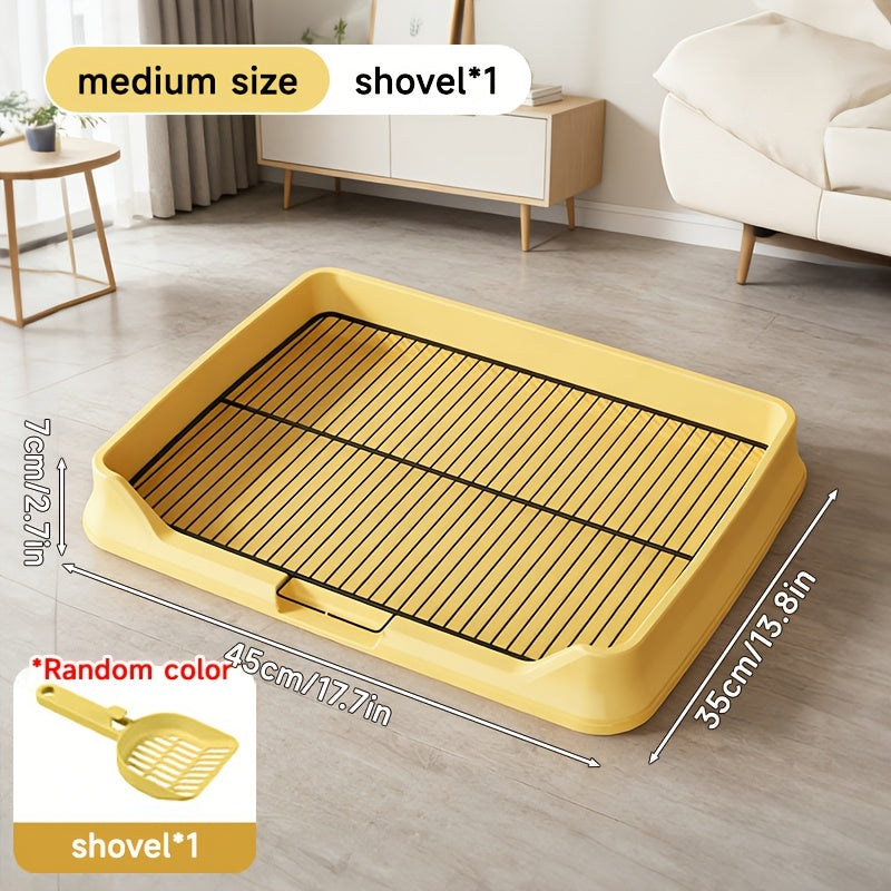 Large Dog Toilet Tray with Removable Grate - Multi - Use Potty Pan for Dogs, Holds Pads\u002FLitter, Easy - Clean Split - Type W\u002FNon - Slip Base+Scoop, Small to Large Breeds, Yellow Durable Plastic Stops Mess\u002FOdors, Indoor Pet Bathroom Solution