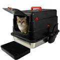 Extra-Large, Fully Enclosed Stainless Steel Litter Box --Features A High-Sided, Leak-Proof Design Suitable for All Cat Breeds; Includes A Complimentary Litter Scoop And Litter Mat.