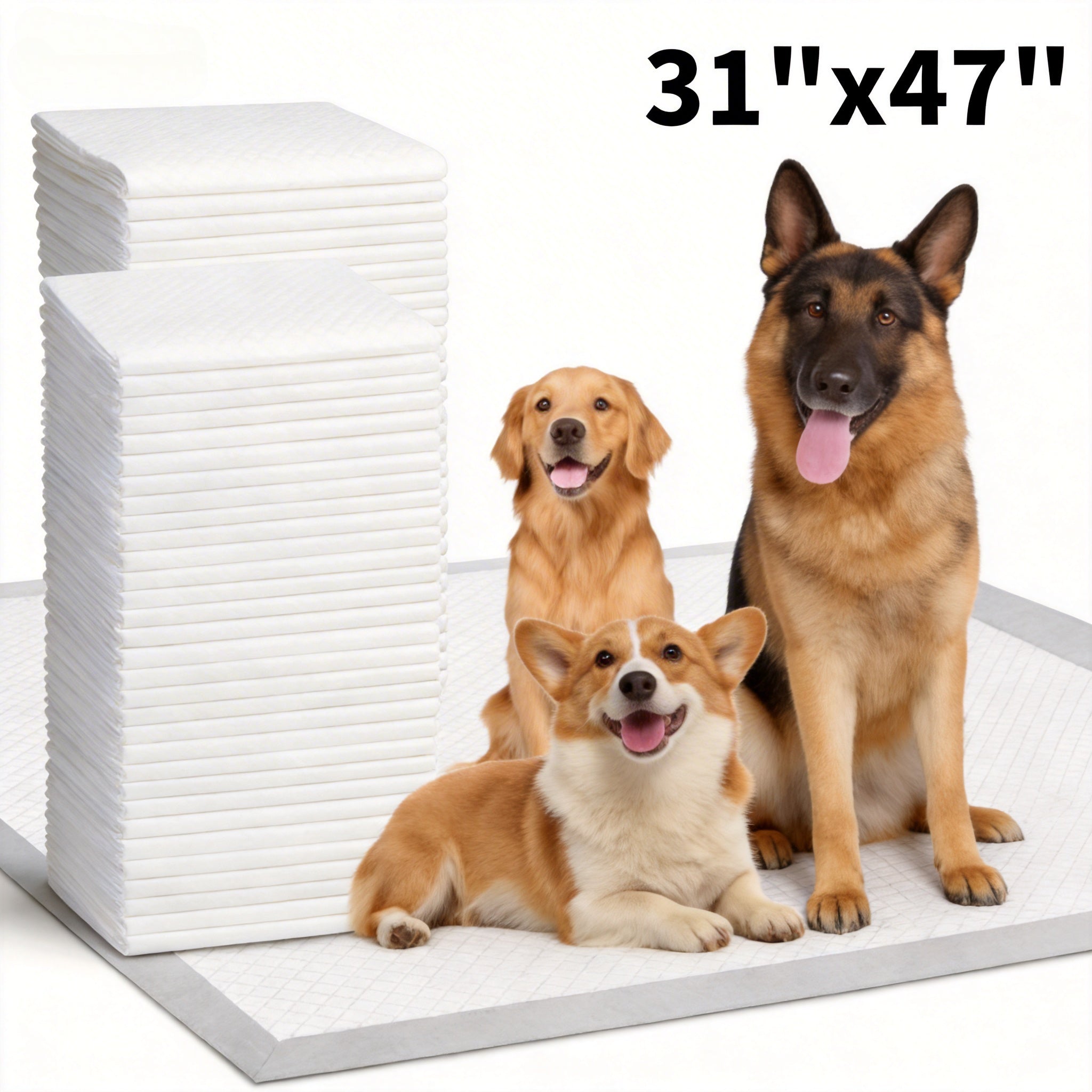 Upgraded Version XXXXL 31 X 47 Inch 20-40pcs Pack, Thickened, Super Absorbent, Leak-proof, 6-layer Pet Urine Pads, Disposable Urine Pads, Dog Urine Pads, Extra-large Size, Suitable for Puppies, Post-operative Dogs, Elderly Dogs, Cats, Rabbits