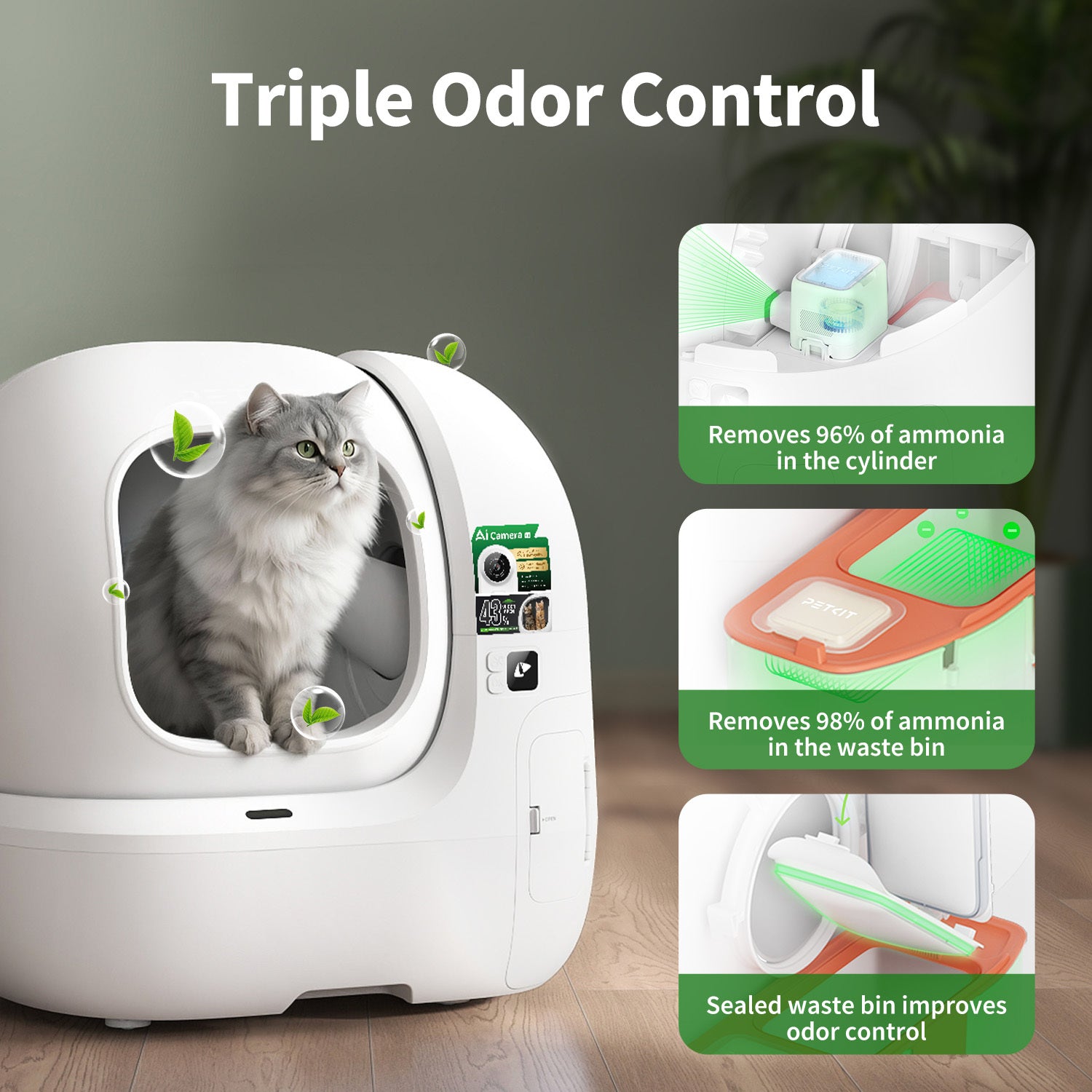 PETKIT Purobot Max Pro 2 Cat Litter Box, Extra Large Opening, Odor-Free, Complete with Accessories (Excellent-Refurbished), Like New
