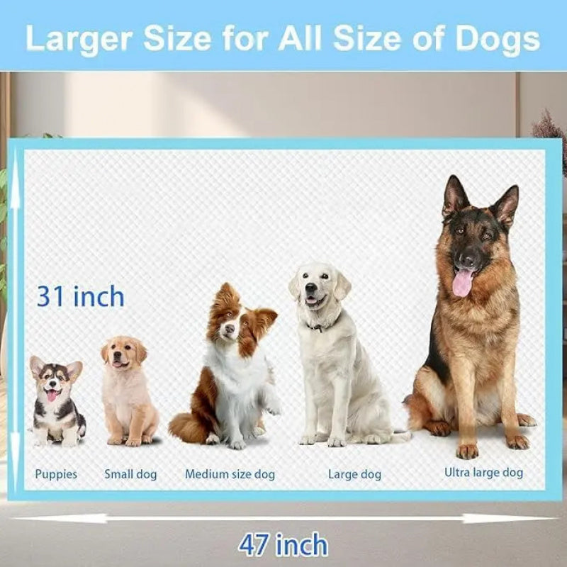 Upgraded Version XXXXL 31 X 47 Inch 20-40pcs Pack, Thickened, Super Absorbent, Leak-proof, 6-layer Pet Urine Pads, Disposable Urine Pads, Dog Urine Pads, Extra-large Size, Suitable for Puppies, Post-operative Dogs, Elderly Dogs, Cats, Rabbits