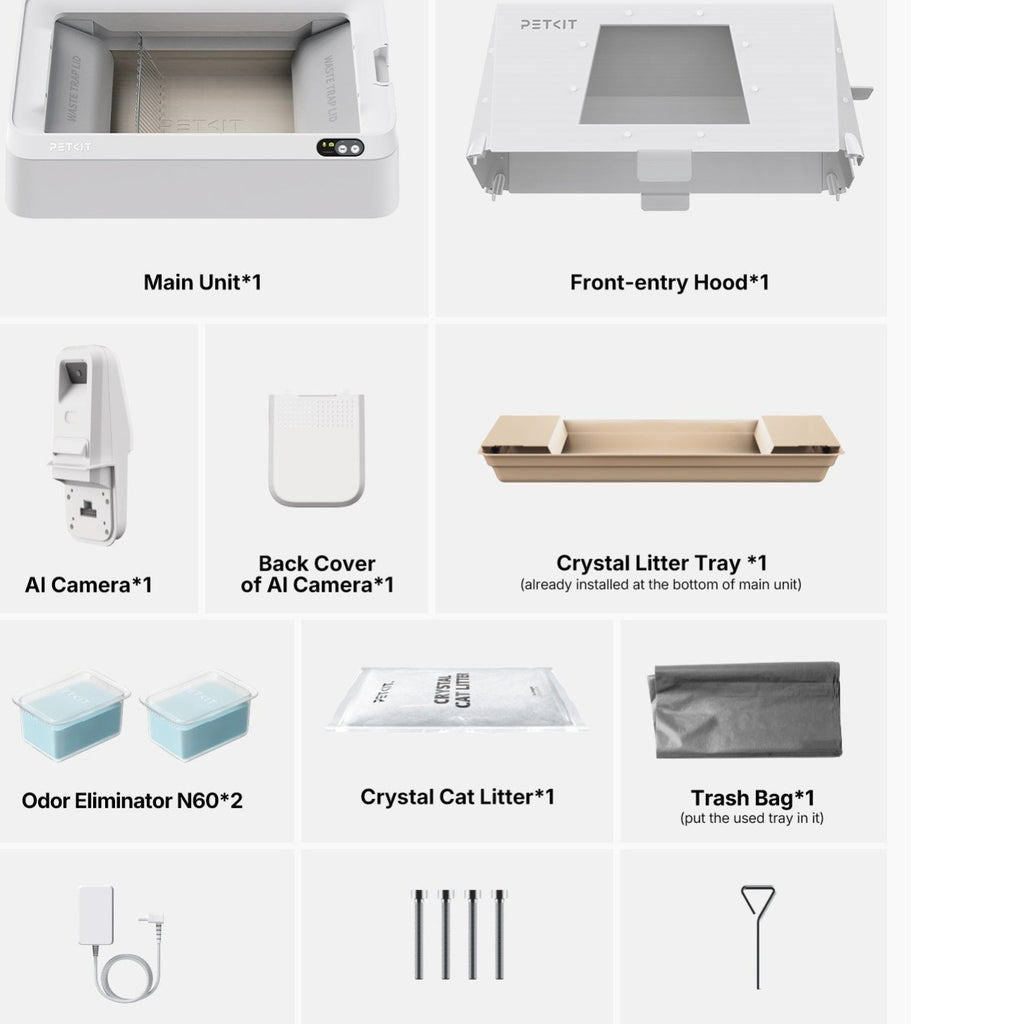 PETKIT Purobot Crystal Duo Automatic Self-Cleaning Cat Litter Box with Camera, AI Monitoring, Odour Control, Open Design for Large Cats with Litter Tray Cover, Suitable for Crystal Cat Litter