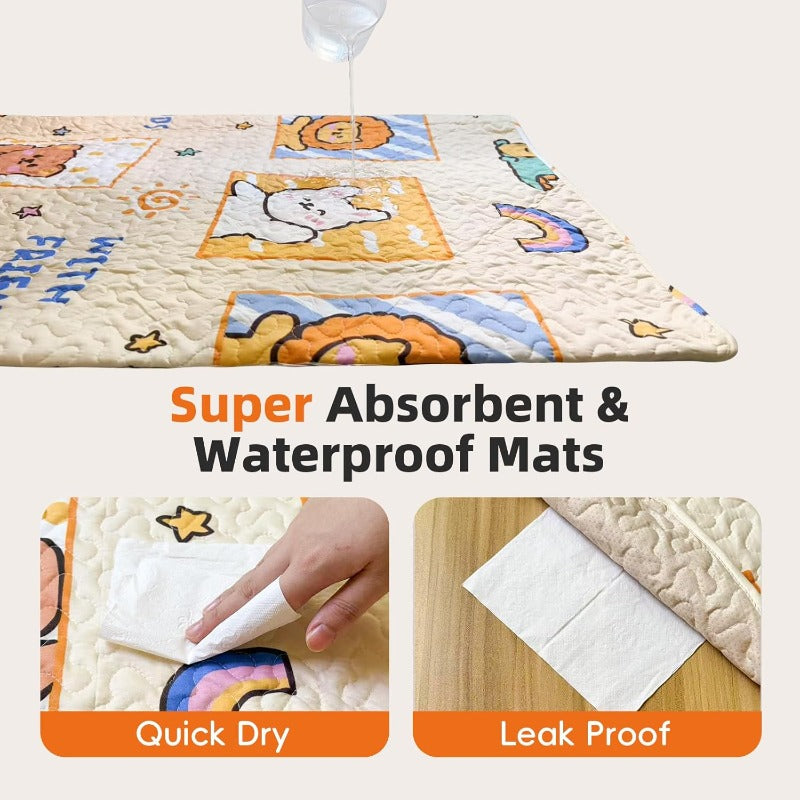 2 Pack PJYuCien Washable Dog Pee Pads - Reusable Leak-Proof Octagonal Pet Training Pads with Non-Slip Bottom, Cute Puppy & Bone Pattern Design, 89\