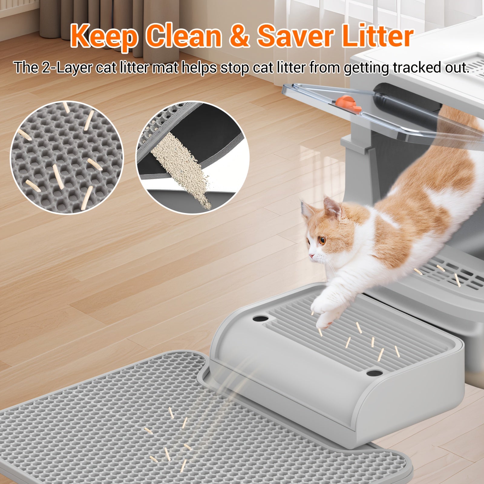 TEKEPL Extra-Large Stainless Steel Cat Litter Box With Lid, Enclosed Semi-Enclosed Modular System, Dual Entry High-Sided Non-Stick Easy Clean Design, Cat Litter Mat Scoop, Ideal For Indoor Use 2026 Luxury XL Pet Toilet Odor-Free Valentine'S Day Gift