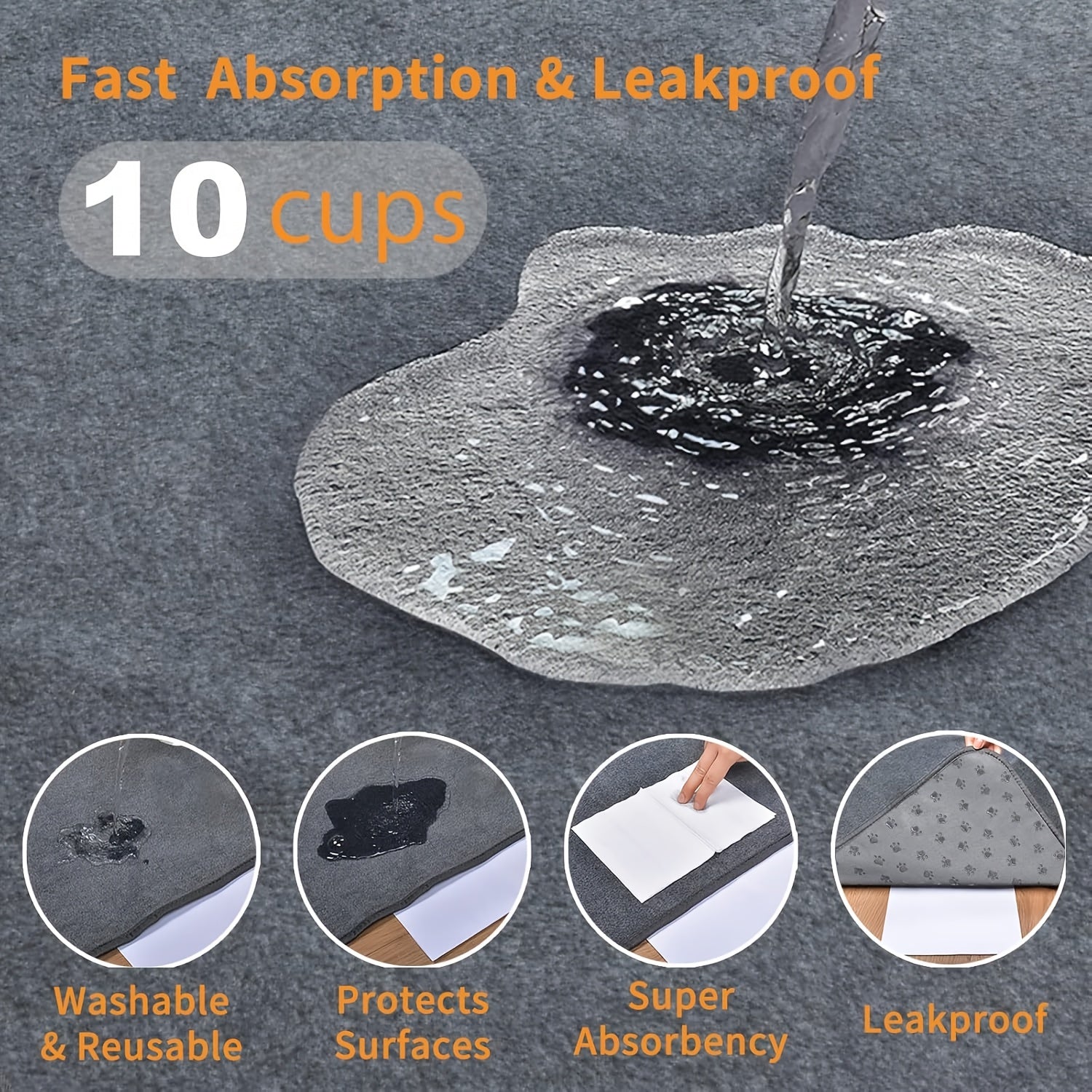 Two Sets of Oversized Washable Dog Mats for Flooring, Featuring Non-Slip Pee Pads That Absorb Quickly, Suitable for Pet Whelping, Puppy Playpen Use, And Incontinence, Measuring 72X72 Inches, Assorted