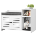 IDEALHOUSE Cat Litter Box Enclosure, Hidden Litter Box Cabinet Furniture with Scratch Pad, Farmhouse Indoor Cats House with Storage Layer for Hallway, Bedroom